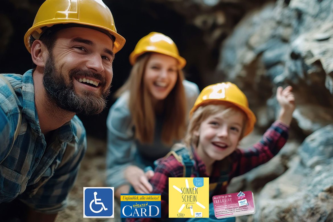 A family—a mother, father, and child—are in the Granatium tunnel, laughing happily.
