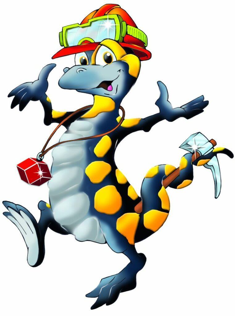 Kurti Karfunkulus lächelt. Er ist eine Eidechse und das Maskottchen des Granatium Radenthein. Kurti Karfunkulus lächelt. Er ist eine Eidechse und das Maskottchen des Granatium Radenthein.
